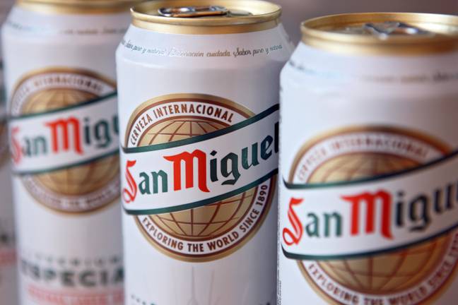 San Miguel is owned by Carlsberg, so they use the same breweries. Credit: Home Bird / Alamy Stock Photo
