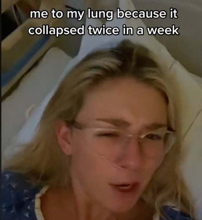 Grace had to be re-admitted to hospital after she started 'coughing blood'. Credit: TikTok/@gracejohanna