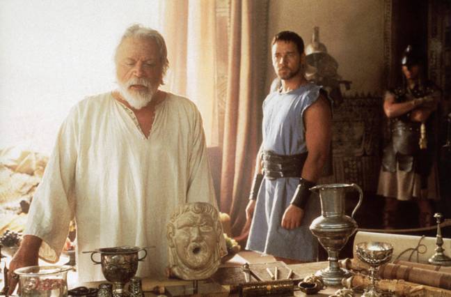 Reed with Russel Crowe in Gladiator. Credit: Everett Collection Inc/Alamy Stock Photo