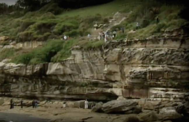 The cliffs in 1988 were Johnson was killed. Credit: Channel Nine