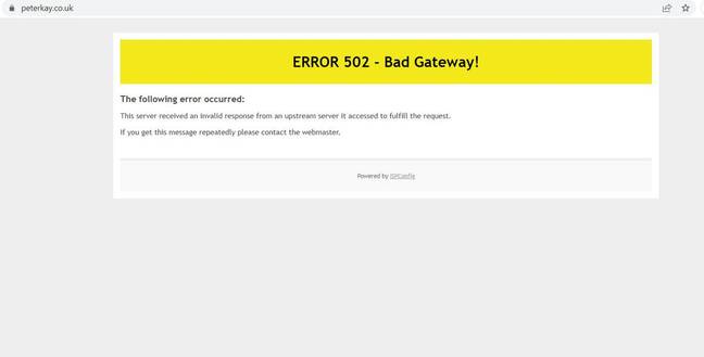 Peter Kay's website has crashed again as tour tickets went on general sale today. Credit: Peter Kay website