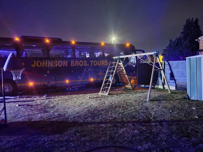 The coach was finally towed away four hours later. Credit: SWNS