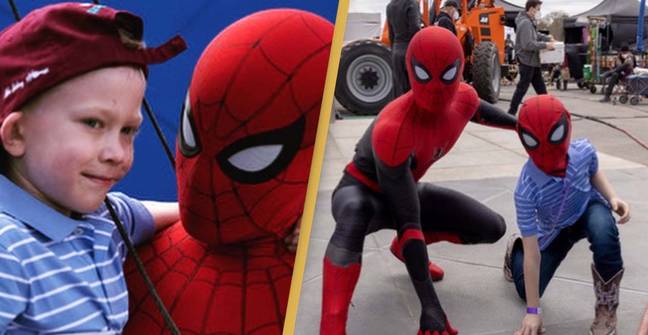 Little Boy Who Saved Sister From Dog Attack Spends Day With Tom Holland On Set Of Spiderman