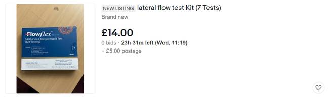 Lateral flow test kit for sale on eBay (UNILAD)