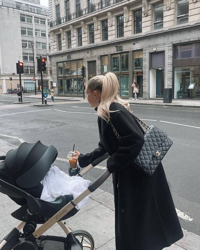 Juggling a coffee and a buggy is a skill, to be fair. Credit: Instagram/mollymae