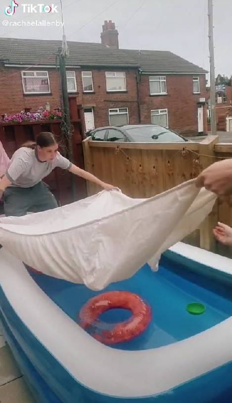 A woman has shared a genius hack to keeping your pool clean. Credit: TikTok/rachaelallenby