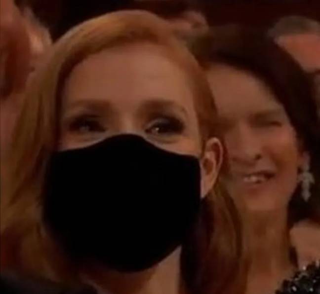 Jessica Chastain was spotted wearing a mask. Credit: ABC