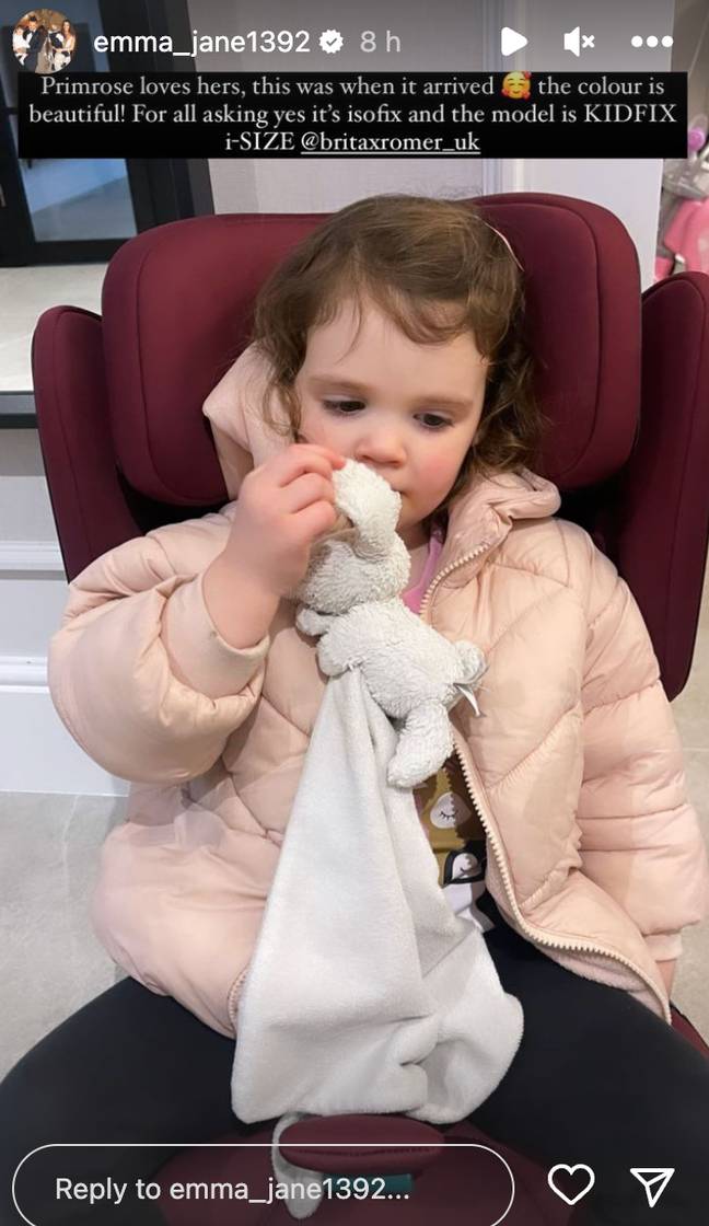 In another update, Beadle-McVey noted Primrose 'loves' her new car seat. Credit: @emma_jane1392/ Instagram