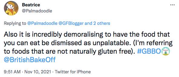 Many people say they don't 'choose' to be gluten-free (Credit: Twitter)