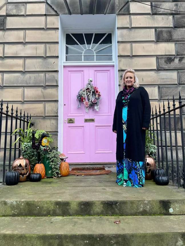 Miranda Dickson and her pink door. Credit: SWNS