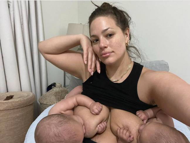 Ashley shared an Instagram post of her breastfeeding her twins. Credit: @ashleygraham/Instagram