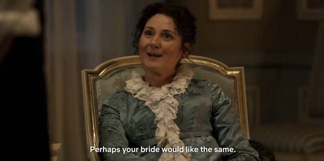 Violet originally suggested Anthony's bride should also like to receive tulips. (Credit: Netflix)
