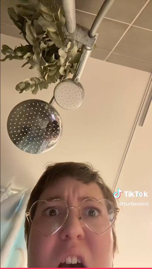 TikTok user, @turtlemind clearly astonished after trying the limescale cleaning hack for herself. Credit: @turtlemind/ TikTok 