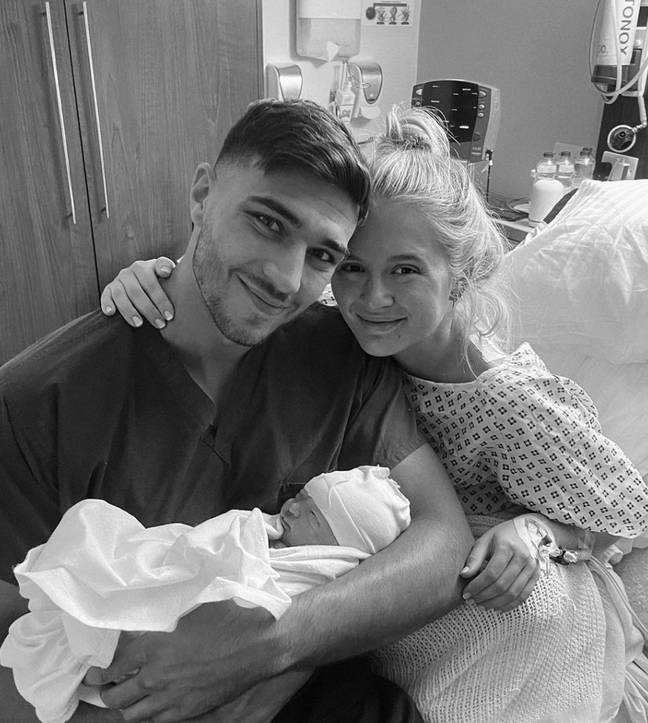 Molly-Mae Hague &amp; Tommy Fury with their newborn daughter in hospital. Credit: @mollymae/Instagram