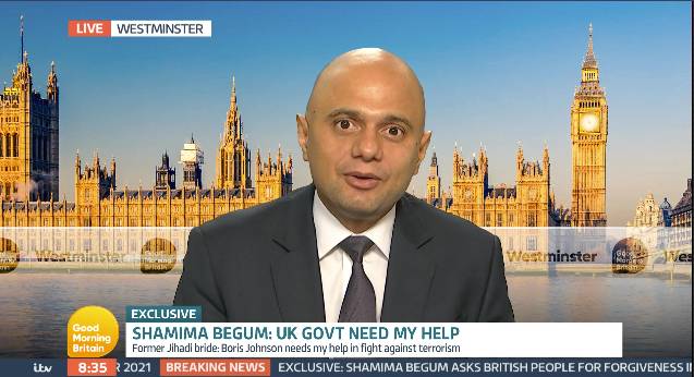 Former home secretary Sajid Javid responded to Shamima's please later in the show (Credit: ITV)