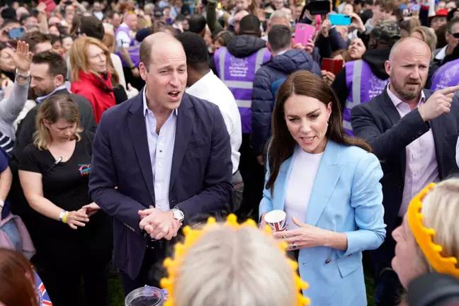 Prince William and the Princess of Wales surprised fans with a walkabout in Windsor. Credit: PA