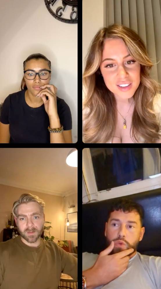 Four of the contestants took part in an Instagram Live Q&amp;A session. Credit: Instagram
