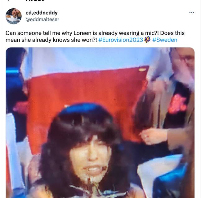 Fans spotted Loreen wearing a mic before her performance. Credit: Twitter/@eddmalteser