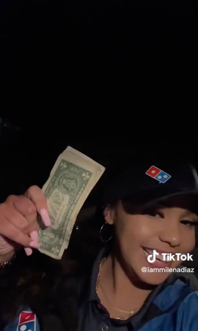 Viewers were surprised about how little she makes from tips. Credit: iammilenadiaz/TikTok