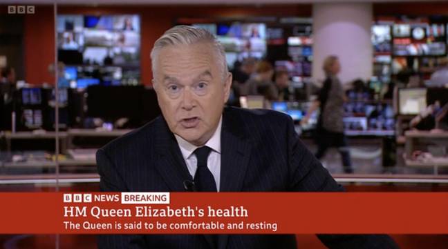 Presenter Huw Edwards has appeared on BBC wearing a black tie. Credit: BBC