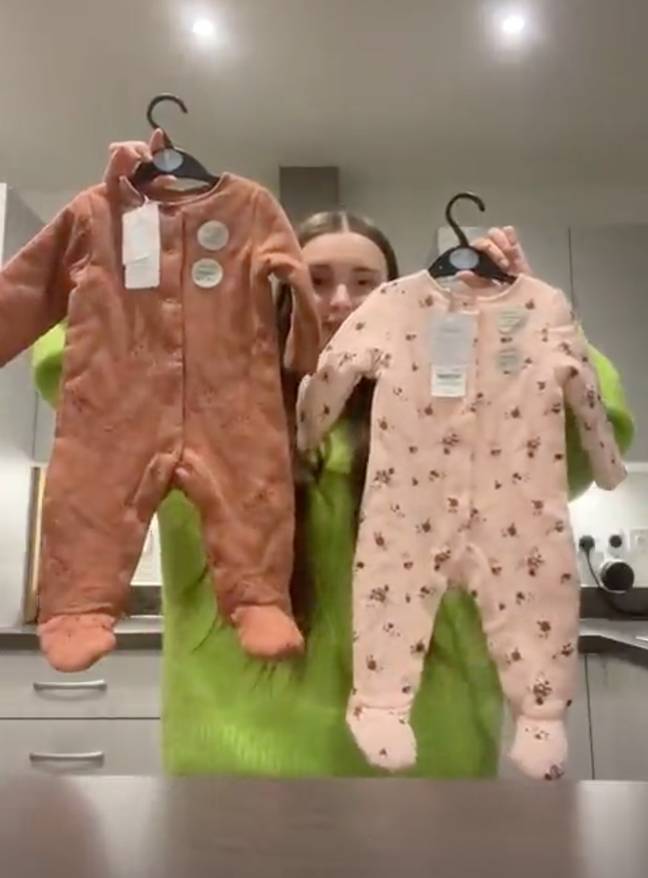 The mum revealed the baby sleepsuits she bought from Sainsbury's. Credit: @tattfamily/TikTok
