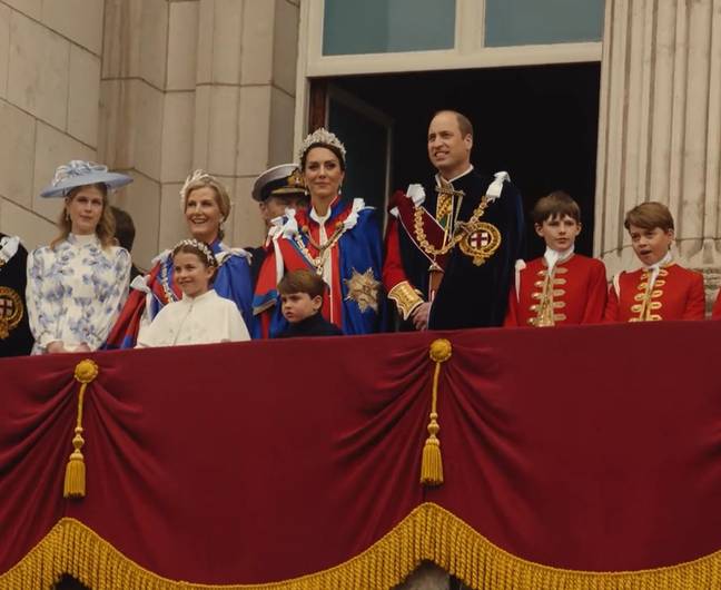 Will and Kate appeared with their kids on the balcony of Buckingham Palace after the ceremony. Credit: Twitter/@KensingtonRoyal