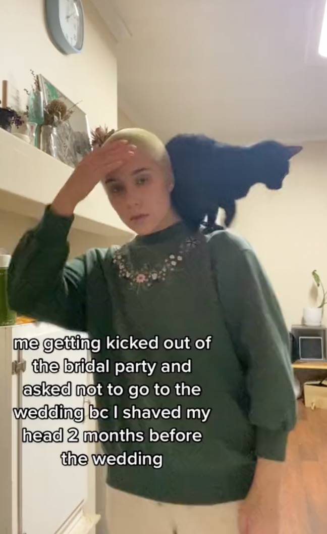 Aysh was dumped from the bridal party for shaving their head. Credit: TikTok/@peepeethestinkycat