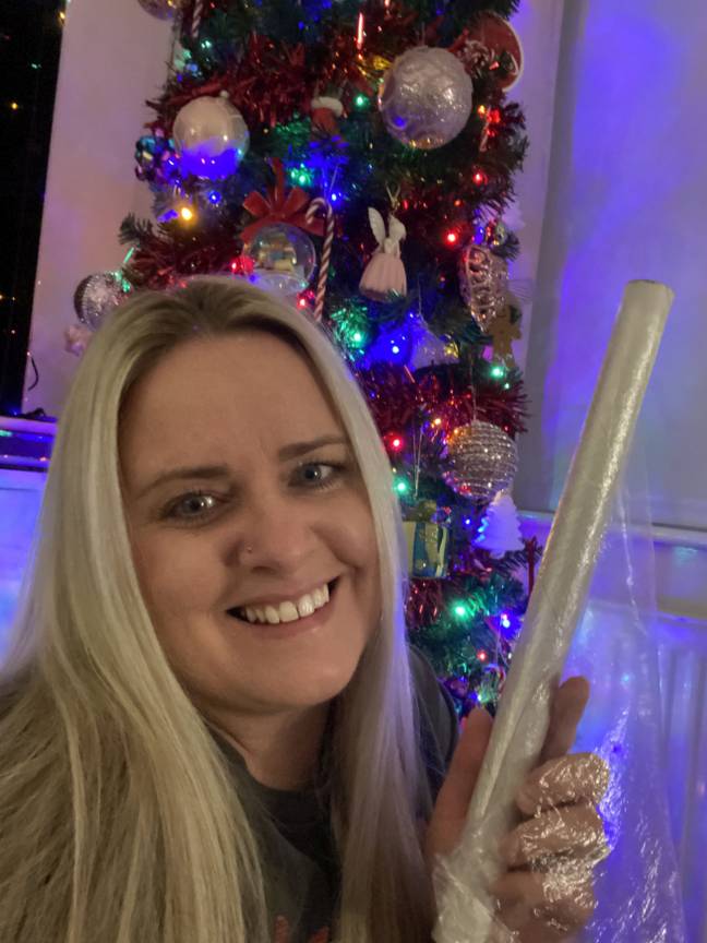 One mum's clever hack means a roll of cling film can preserve your perfect Christmas tree year after year. Credit: Kennedy News &amp; Media