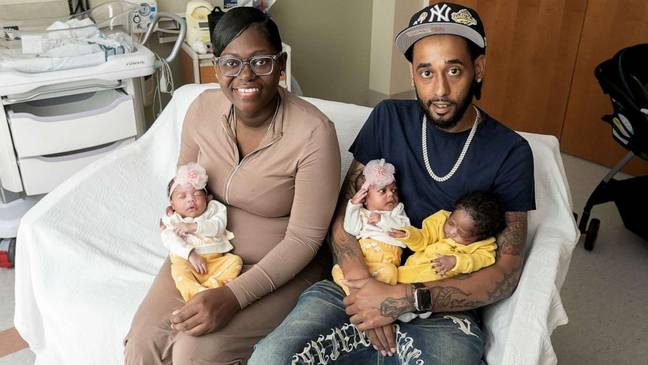 Monique Davaul has twins, an eight-year-old son, and now triplets. Credit; Riverside Regional Medical Center