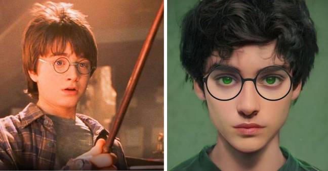 Daniel Radcliffe as Harry Potter and Msbananaanna's version. (Credit: Warner Bros./Msbananaanna)
