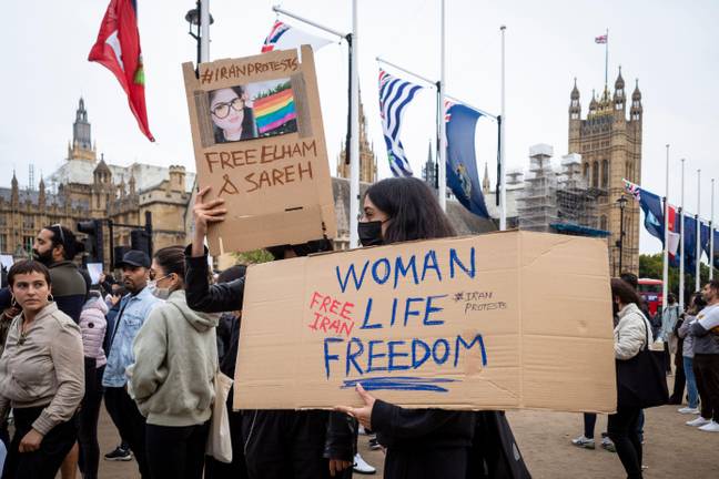 Iranians living in London protest the death of Mahsa Amini in Iran last month. Credit: Stephen Chung / Alamy Live News