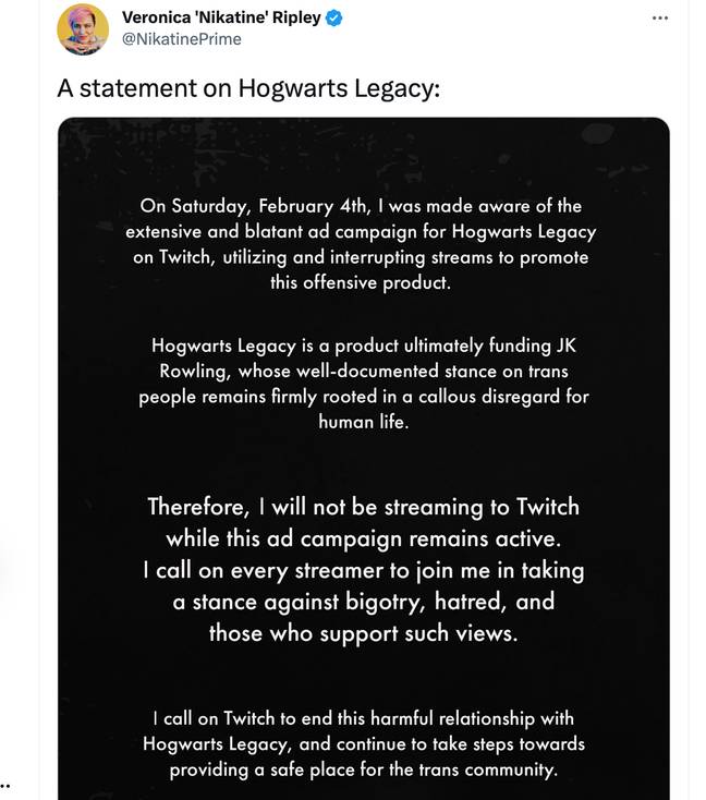 Many fans have called for a boycott of Hogwarts Legacy. Credit: Twitter