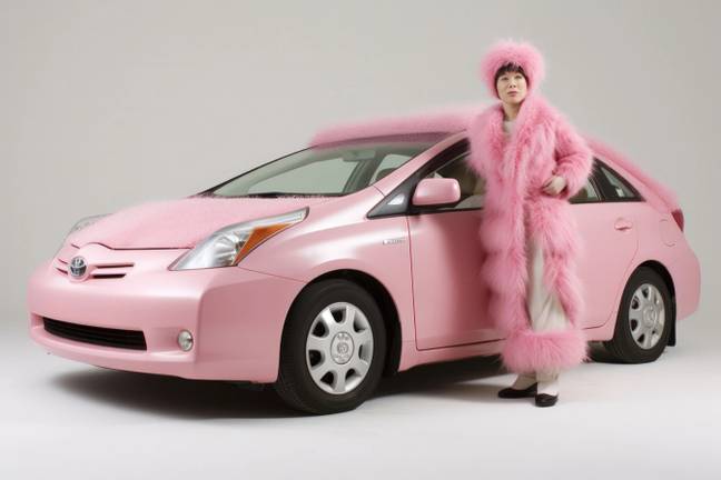 Why is the Toyota Prius pink and fluffy? Credit: Reddit/u/8bitremixguy