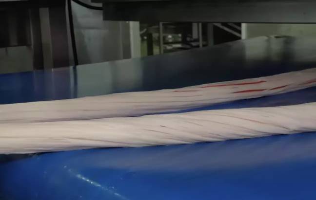 Then, it gets strung out like this. Credit: YouTube/Food KIngdom