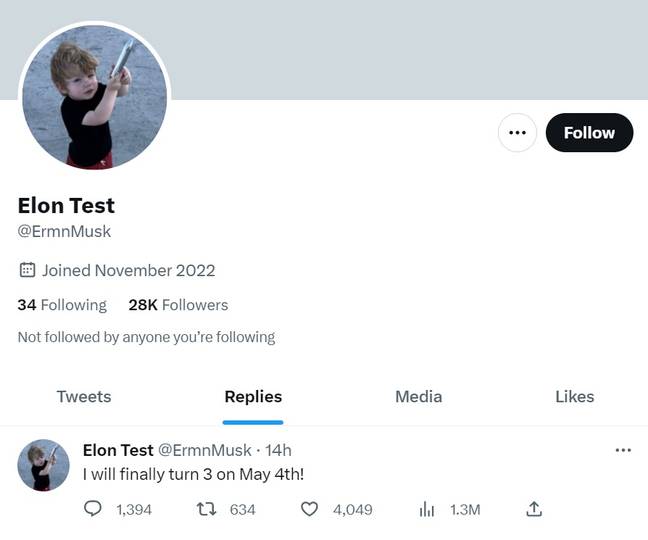 That little picture is the same one as this Twitter account, which according to the stated birthday would be for X AE A-XII, Musk's child with Grimes. Credit: Twitter/@ErmnMusk