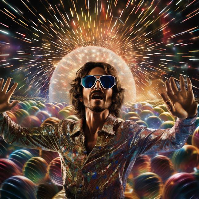 It turns out that Jesus came back a while ago but just got into disco.  Credit: UNILAD/Midjourney