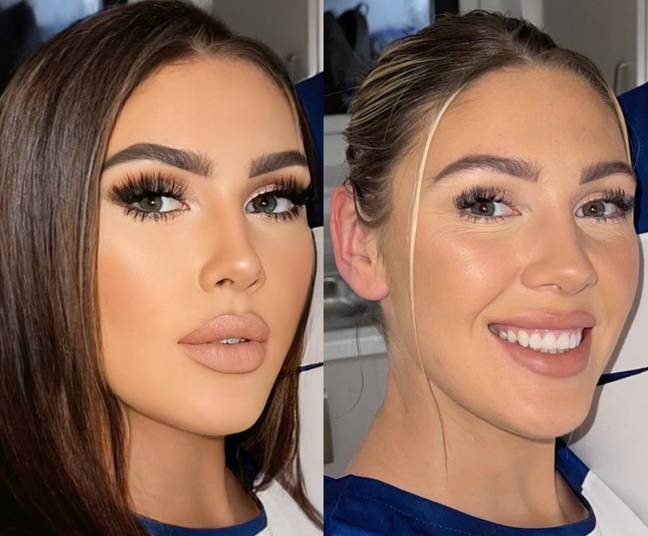 Holly posted a before and after shot of each image. Credit: TikTok/@hollycockerillmua