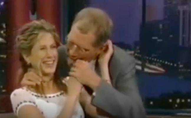 Jennifer Aniston was visibly uncomfortable during the 'creepy' encounter with David Letterman. Credit: The David Letterman Show/NBC
