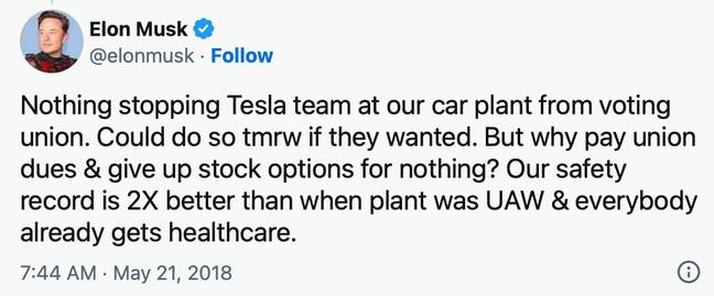 Elon Musk's tweet. Credit: Twitter/ Elon Musk