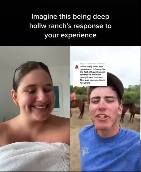 The influencer was later abused on social media by a ranch employee who called her a 'fat b***h'. Credit: TikTok/@remibader