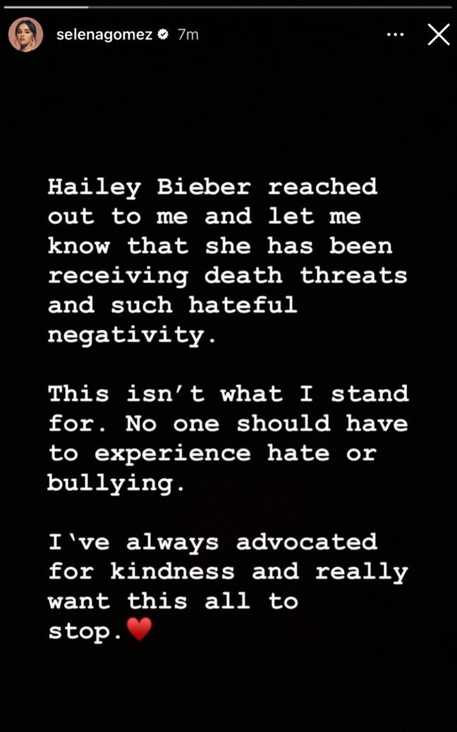Gomez has now called on her fans to stop with the 'negativity'. Credit: Instagram/@selenagomez