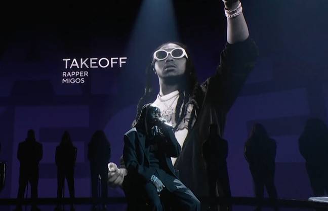 Quavo pays tribute to Takeoff. Credit: CBS