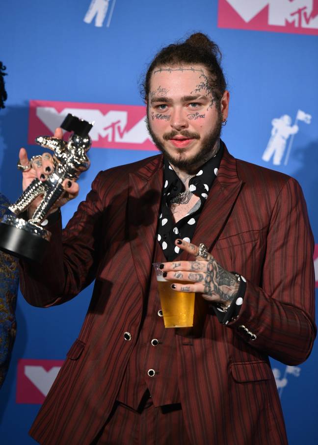 Post Malone at the 2018 MTV Video Music Awards. Credit: Erik Pendzich / Alamy Stock Photo.