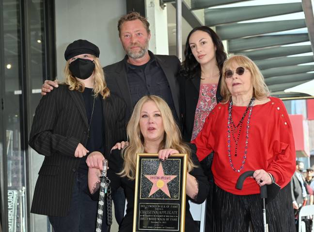 Christina Applegate was joined by Sadie Grace and Martyn LeNoble, as well as Nancy Priddy for unveiling her Walk of Fame star. Credit: Paul Smith / Alamy Stock Photo