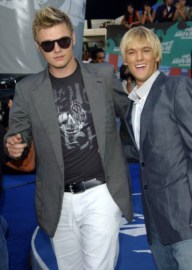 (Left to right) Nick Carter pictured with his brother Aaron. Credit: PA Images / Alamy Stock Photo
