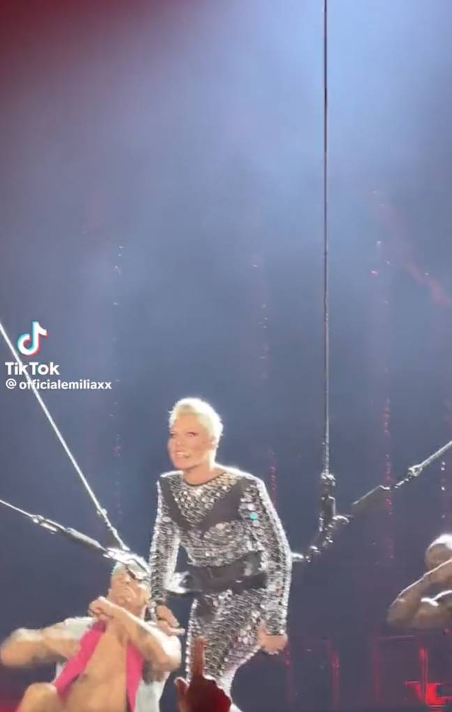 P!nk fans are losing it over her flying around at concert