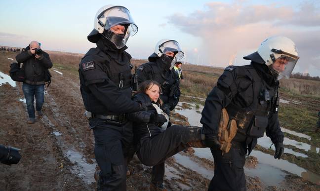 The young climate activist was detained by police. Credit: dpa picture alliance / Alamy Stock Photo