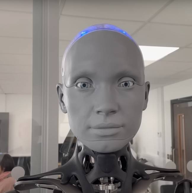 Ameca is able to show-off such hyper-realistic facial expressions due to the 17 different motors working inside her head. Credit: YouTube/Engineered Arts
