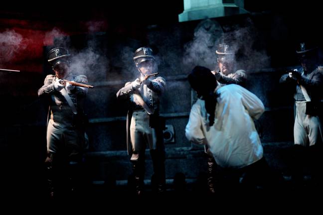 A play rehearses death by firing squad, which will now be brought back from the pages of history to reality. Credit: ZUMA Press Inc / Alamy