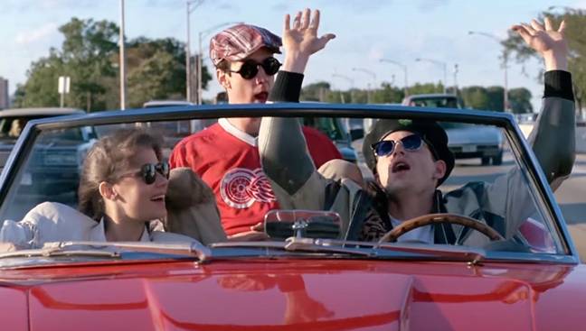 The film follows high-schooler Ferris Bueller (Mathew Broderick), his girlfriend Sloane (Mia Sara), and his best bud Cameron (Alan Ruck). Credit: Paramount 